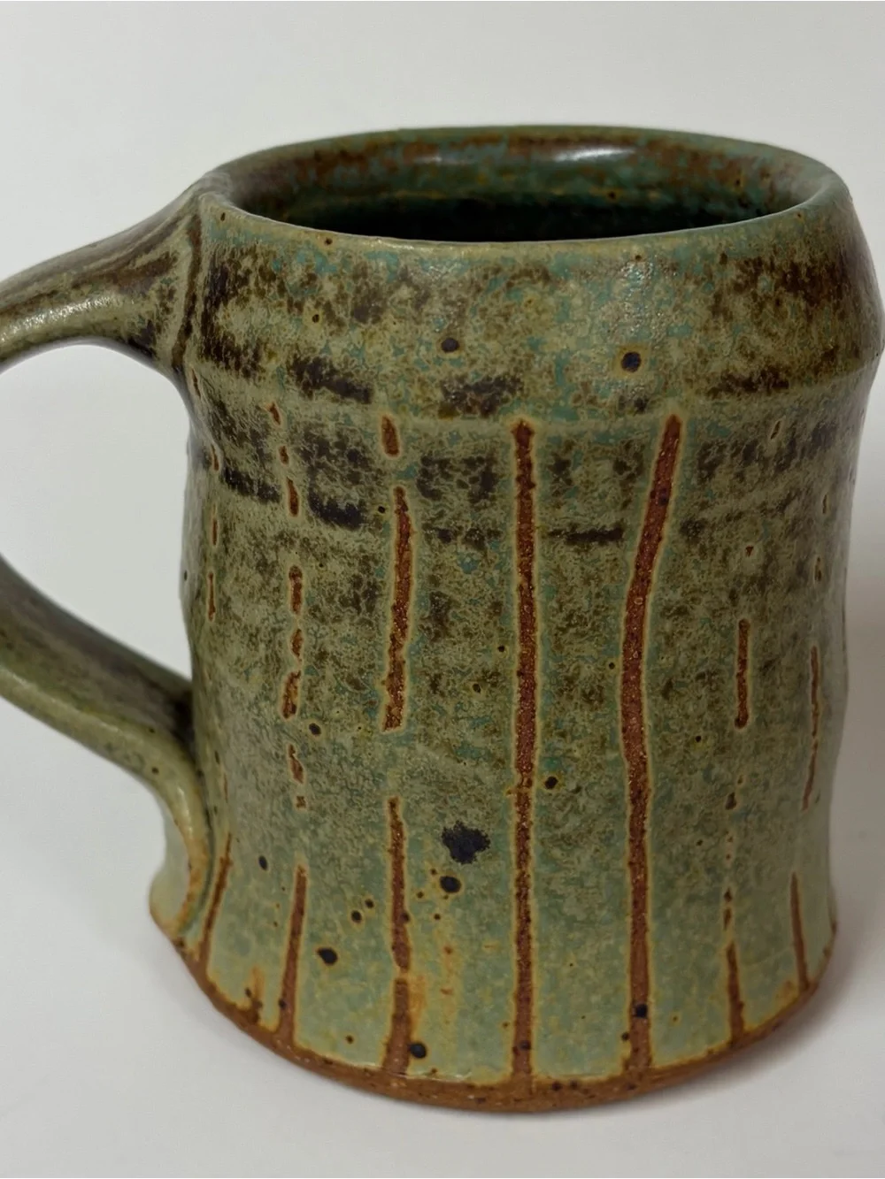 Studio Art Pottery Mug Ceramic Artist Signed Earthtone Multicolor Lot 3 Folk Art
